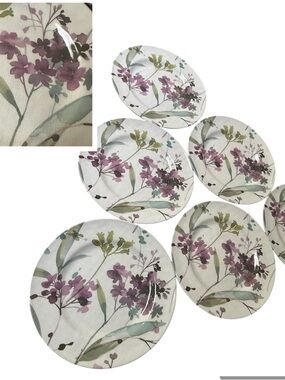 Shabby Chic Purple and Green Spring Floral Plates 8”